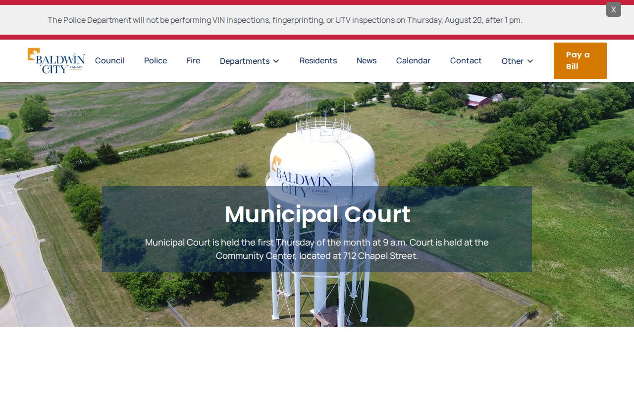 Baldwin City court docket municipal court page