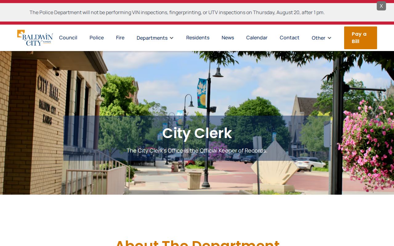 Baldwin City court docket city clerk record route
