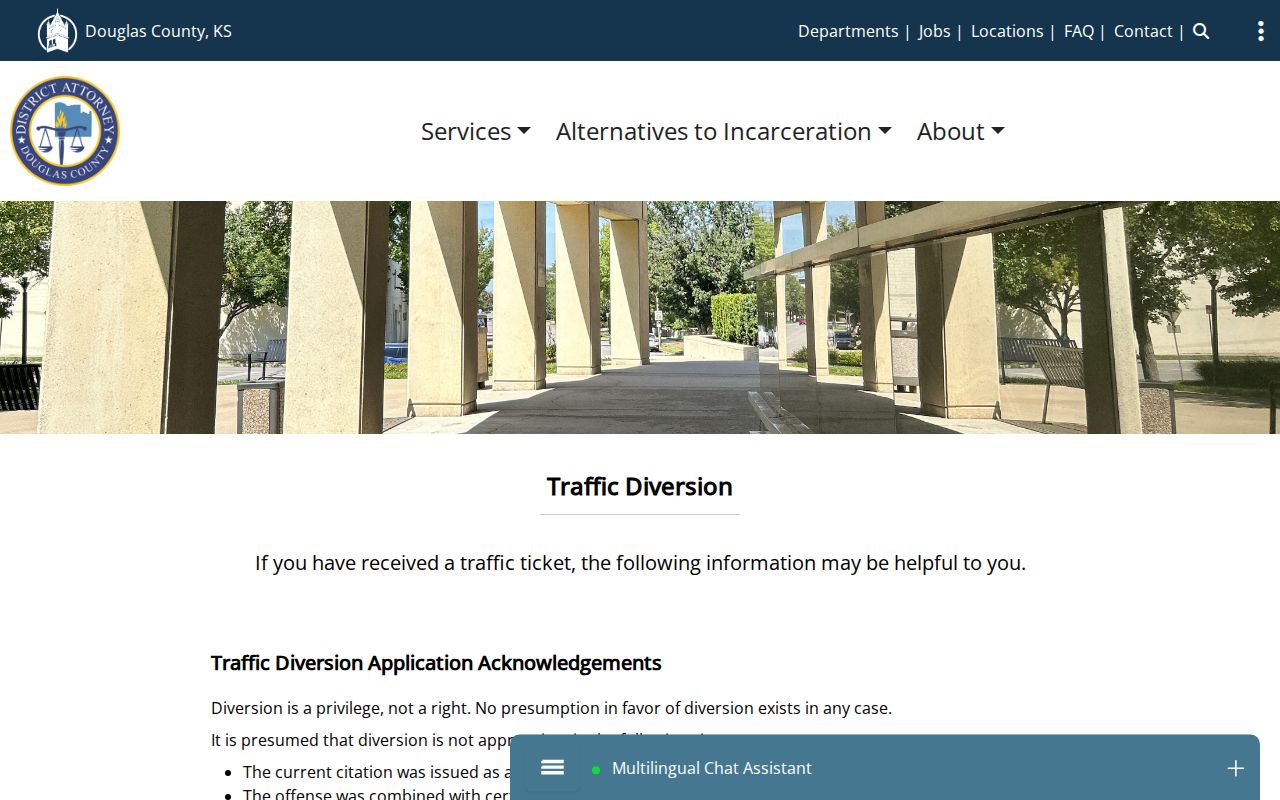 Douglas County traffic ticket diversion screening page